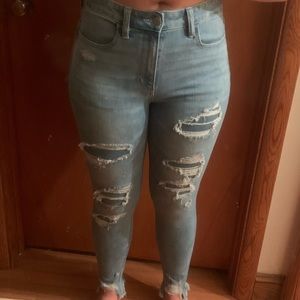 NWOT AE patched jeans with holes